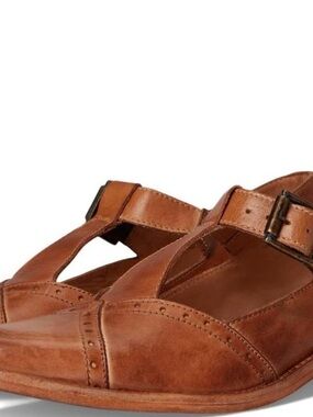 Bed Stu Women's Tan Leather T-Strap Flats